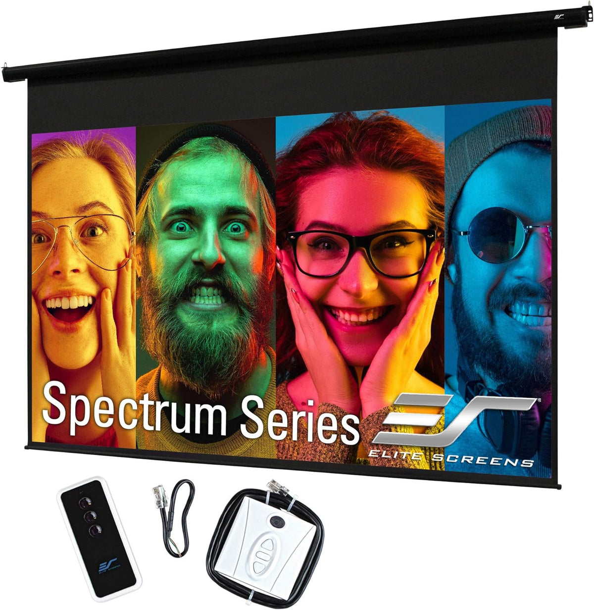 Elite motorised screen black case with remote
