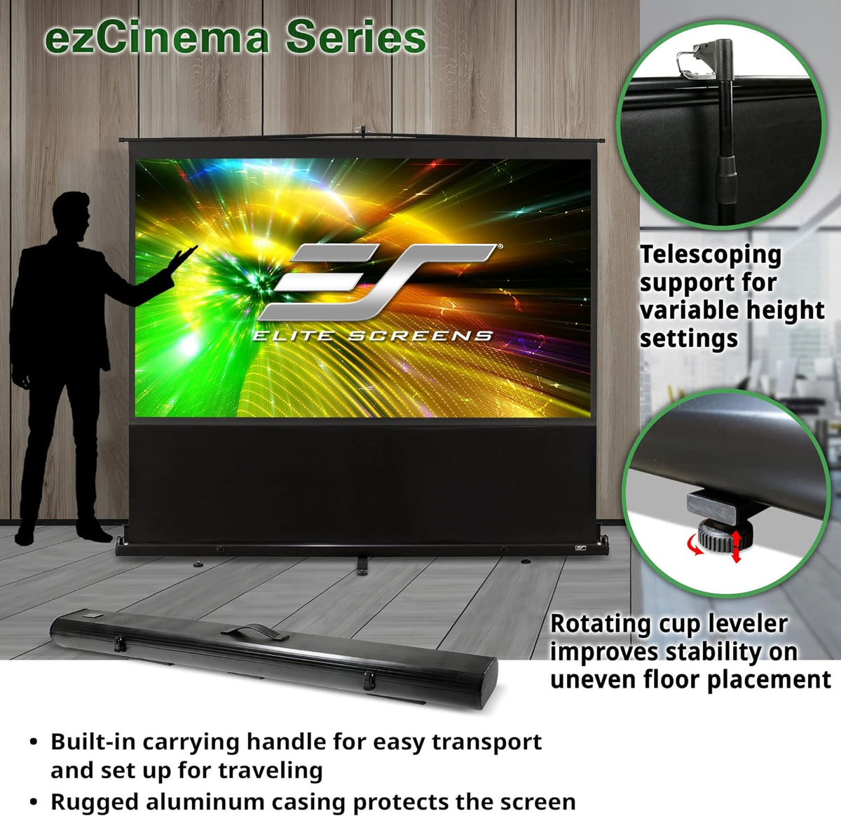 Elite F84NWH 84 Inch 16:9 Pull Up Screen