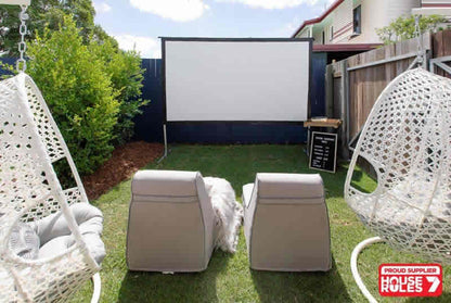 Elite Fast Fold Projector Screen backyard