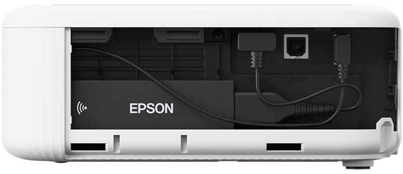 Epson CO-FH02 Projector rear panel with dongle
