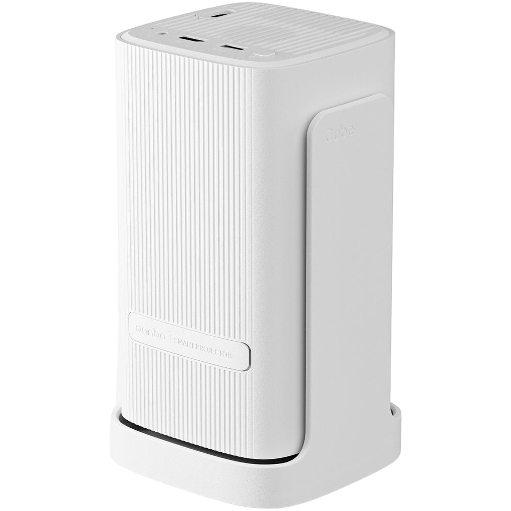 Wanbo Cube 1 Smart LED Projector with versatile Tilt stand. Alpine White Colour. closed