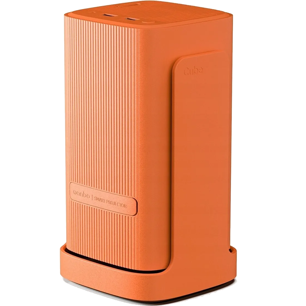 Wanbo Cube 1 Smart LED Projector with versatile Tilt stand. Canyon Orange Colour. closed